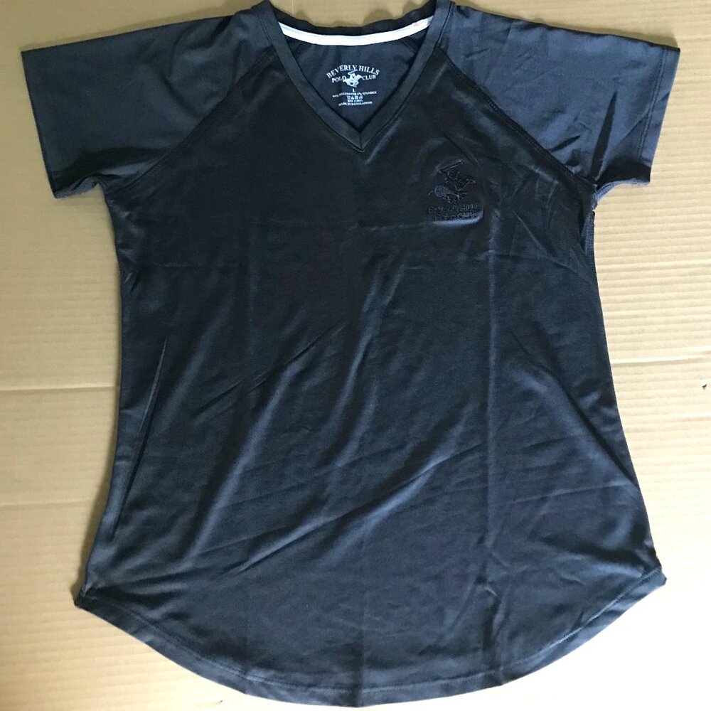 Beverly Hills Polo Club Boys Short Sleeves V-Neck Shirt Black L NEW
